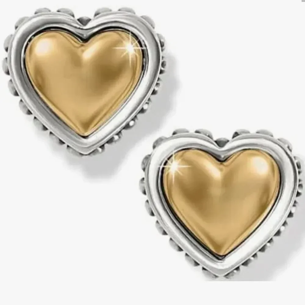 Gold and Silver Heart Earrings - Picture 1 of 3